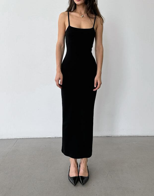 Maxi sukienka na figurę, czarny - Фото 1