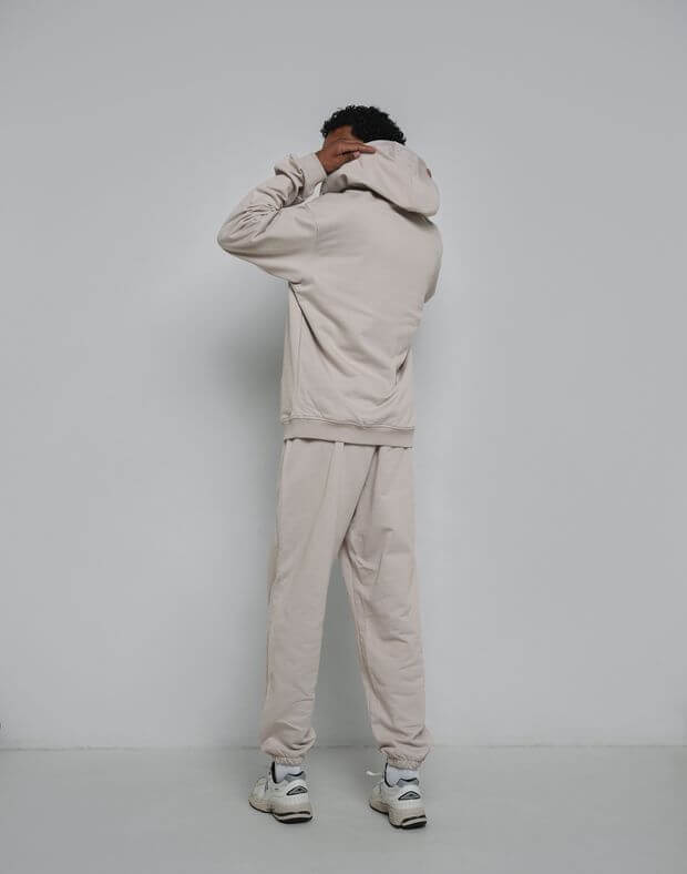 Комплект чоловічий літній, худі-зіпер та штани-джогери, нейтральний беж - Фото 2