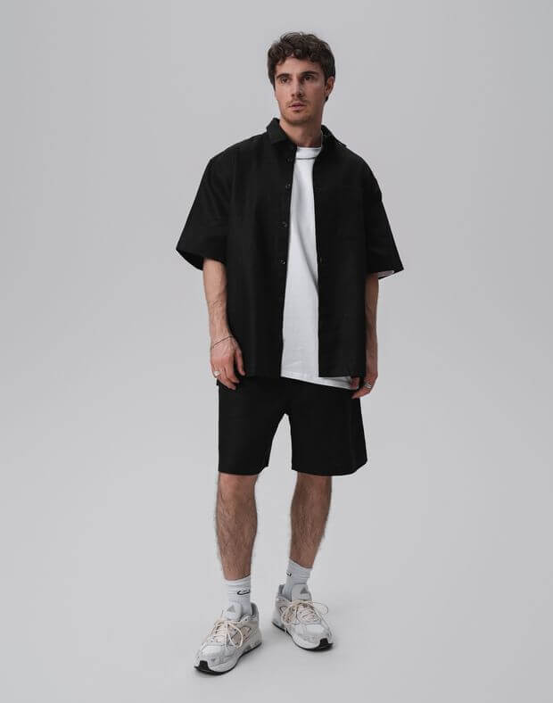 Сорочка чоловіча з текстурної тканини, чорні - Фото 3