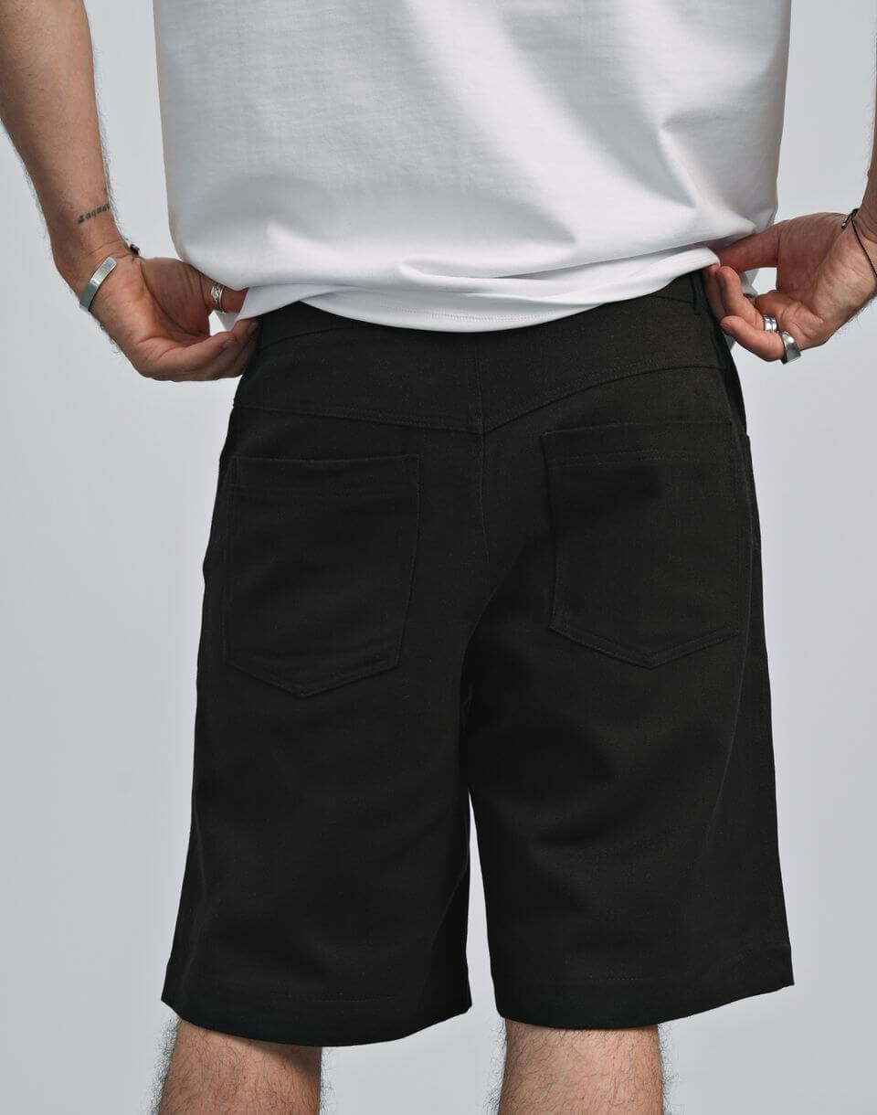 Чоловічі текстильні базові шорти, чорні - Фото 2