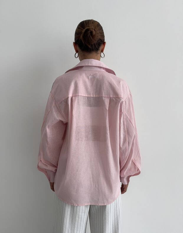 Сорочка базова з напівпрозорої тканини, рожева - Фото 2