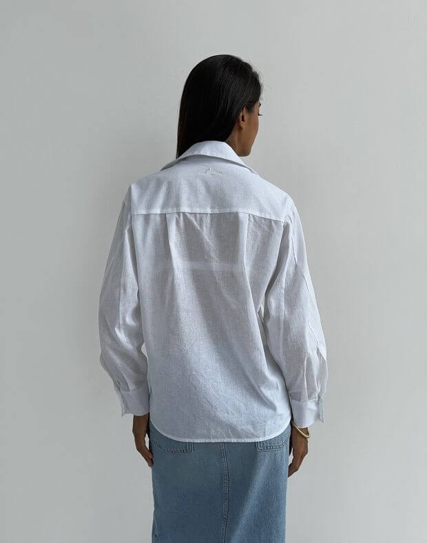 Сорочка базова з напівпрозорої тканини, біла - Фото 2