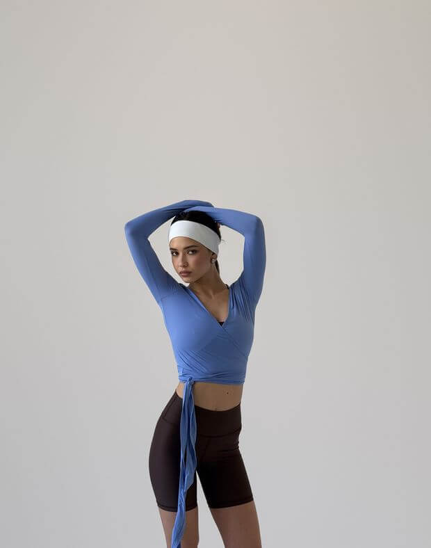 Рашгард спортивний у стилі balletcore, блакитний - Фото 8