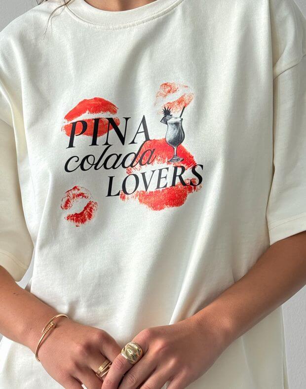Футболка у колоборації з В. Козловським "Pina Colada Lovers + поцілунки", вершкова - Фото 5