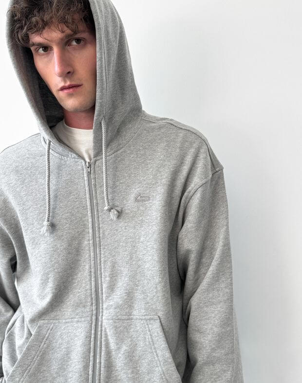 Męski letni zestaw basic – bluza na zamek i joggery, szary melanż - Фото 5