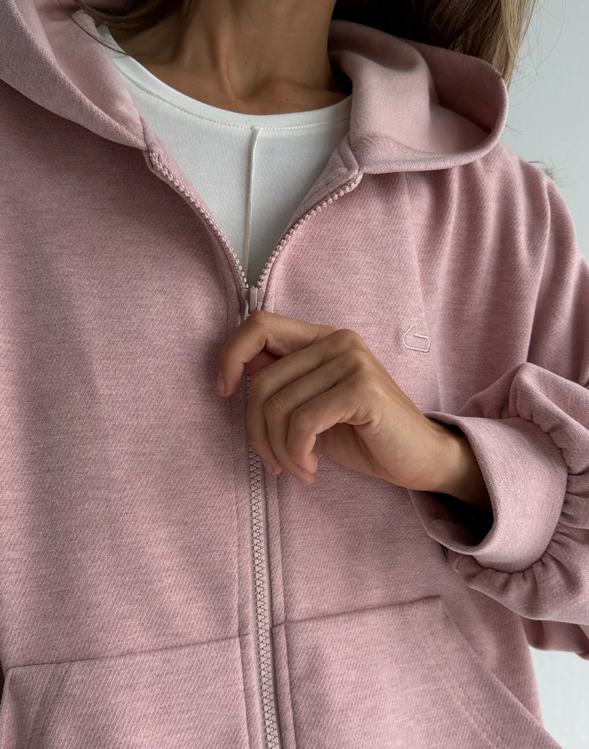 Bluza dzianinowa na zamek, super oversize, różowy - Фото 5