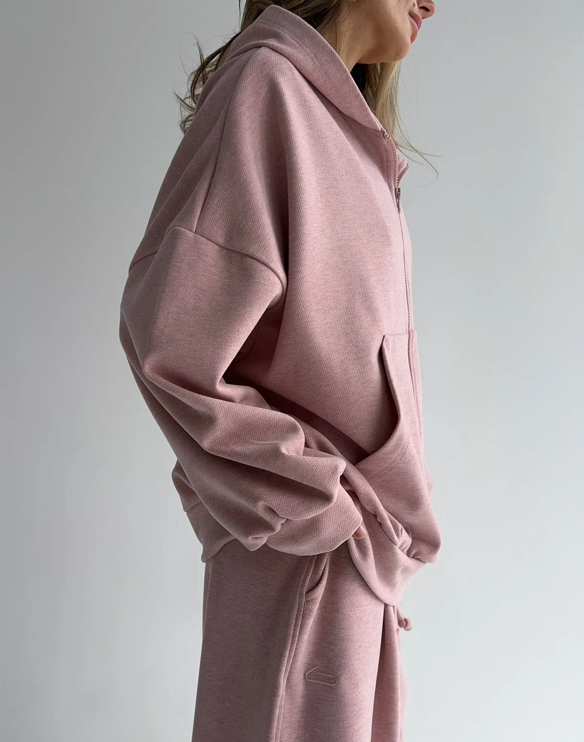 Bluza dzianinowa na zamek, super oversize, różowy - Фото 7