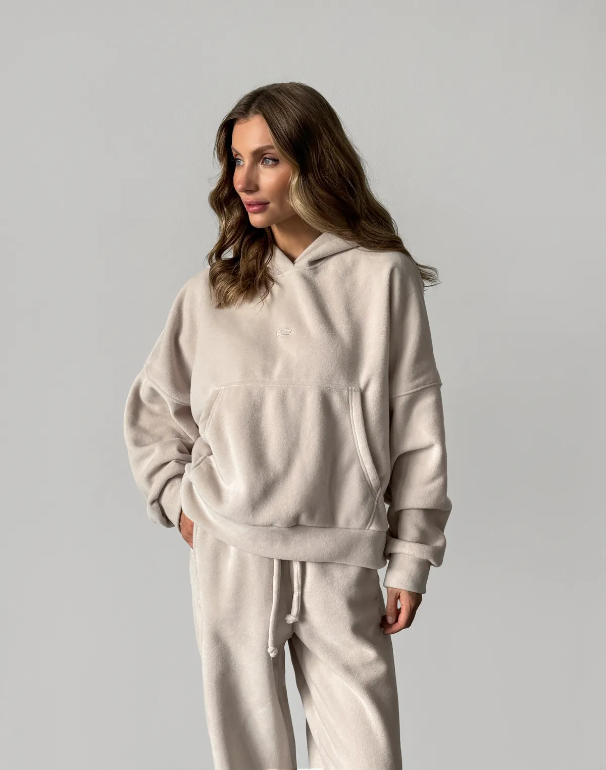 Худі оверсайз флісовий, холодний беж - Фото 7