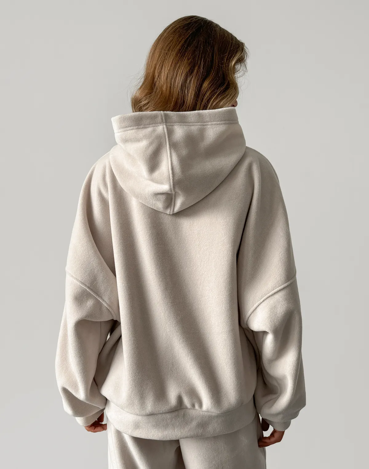 Худі оверсайз флісовий, холодний беж - Фото 2