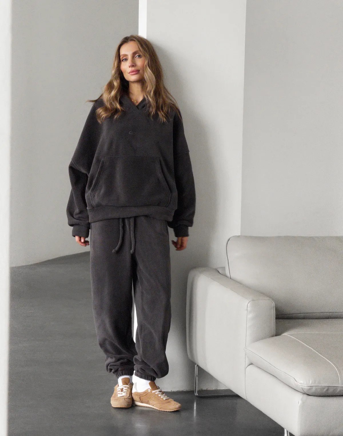 Худі оверсайз флісовий, графіт - Фото 3