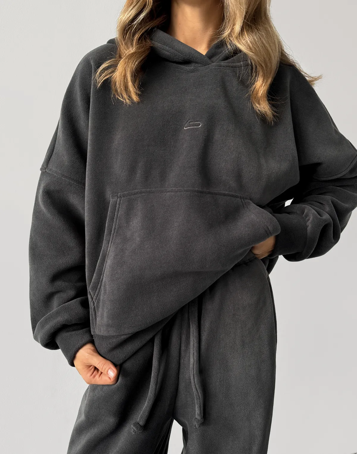 Худі оверсайз флісовий, графіт - Фото 1