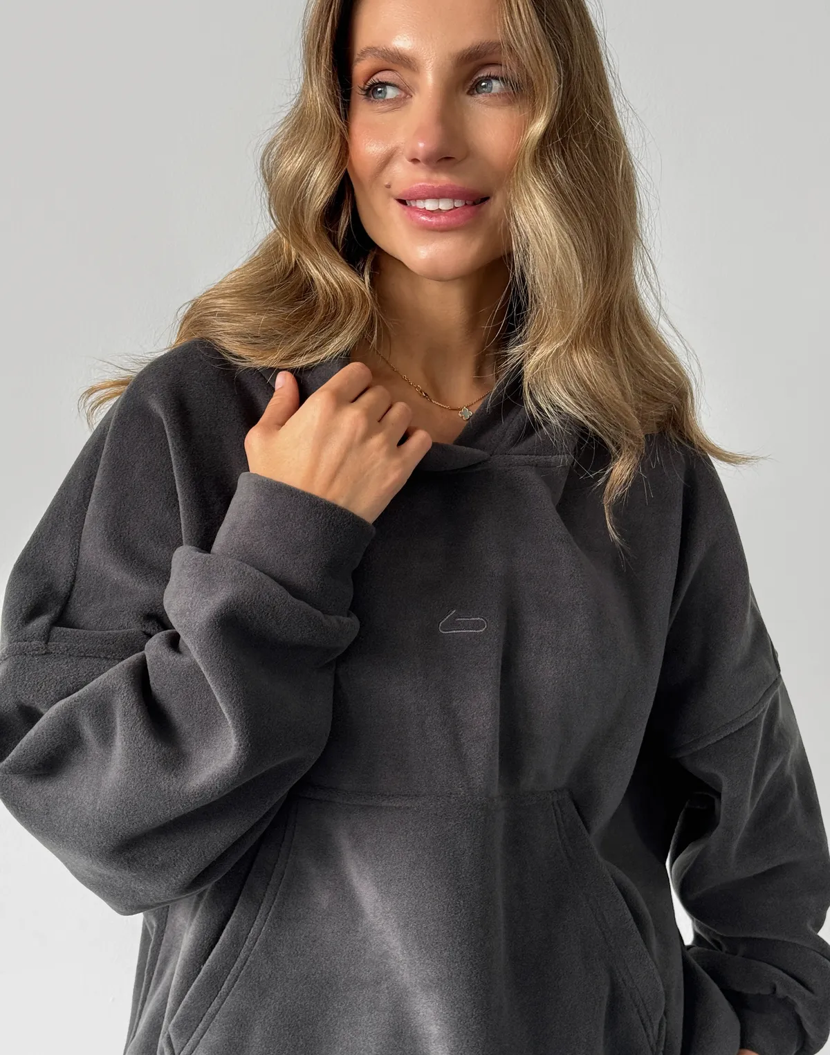 Худі оверсайз флісовий, графіт - Фото 5