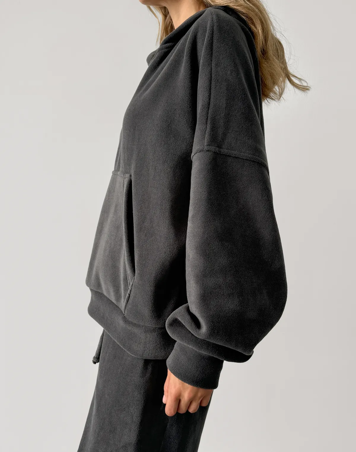 Худі оверсайз флісовий, графіт - Фото 8