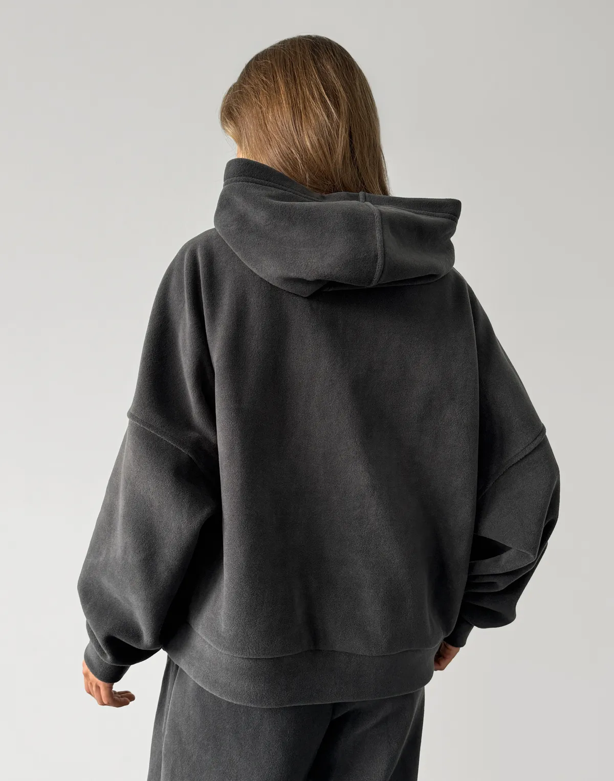 Худі оверсайз флісовий, графіт - Фото 2