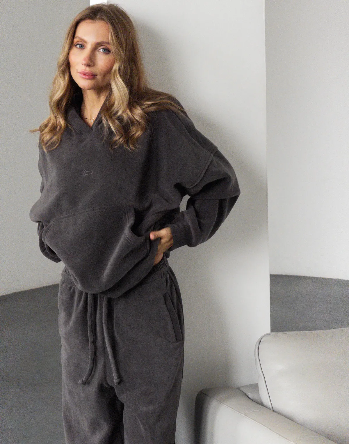 Худі оверсайз флісовий, графіт - Фото 7