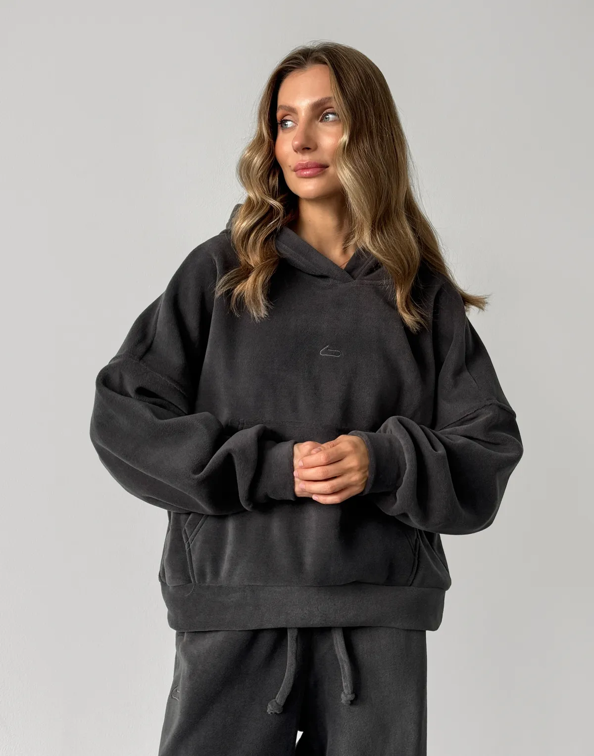 Худі оверсайз флісовий, графіт - Фото 4