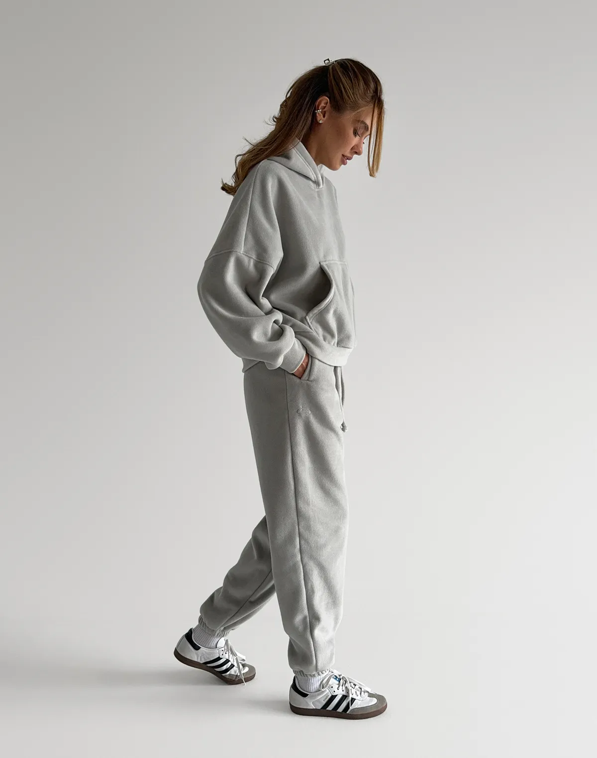 Худі оверсайз флісовий, світлий сірий - Фото 3