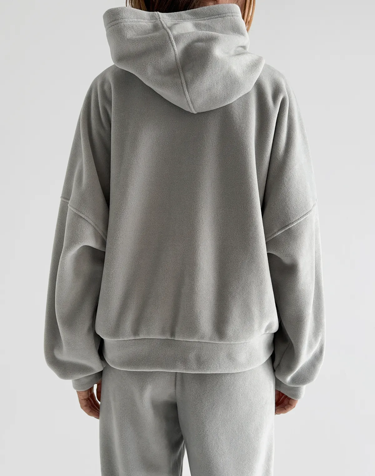Худі оверсайз флісовий, світлий сірий - Фото 2