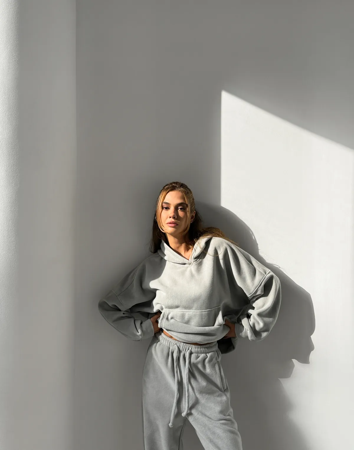 Худі оверсайз флісовий, світлий сірий - Фото 4