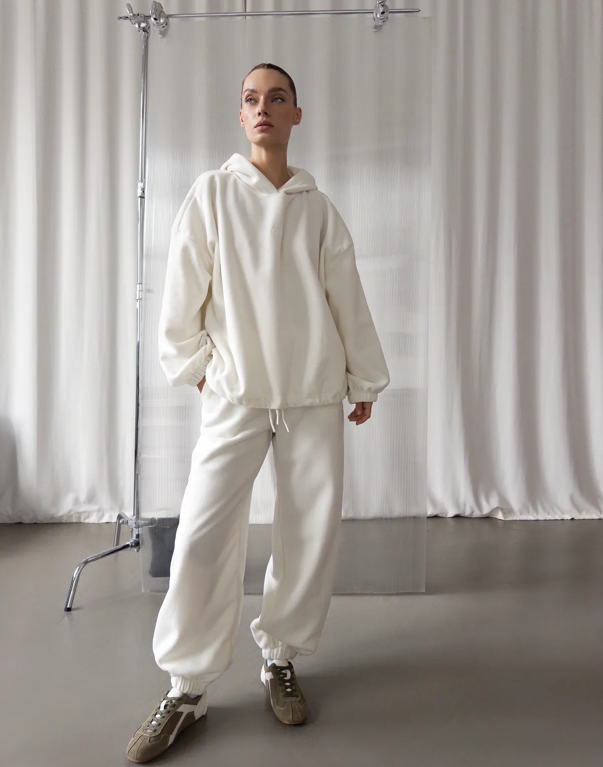 Джогери флісові оверсайз зимові, екрю - Фото 3