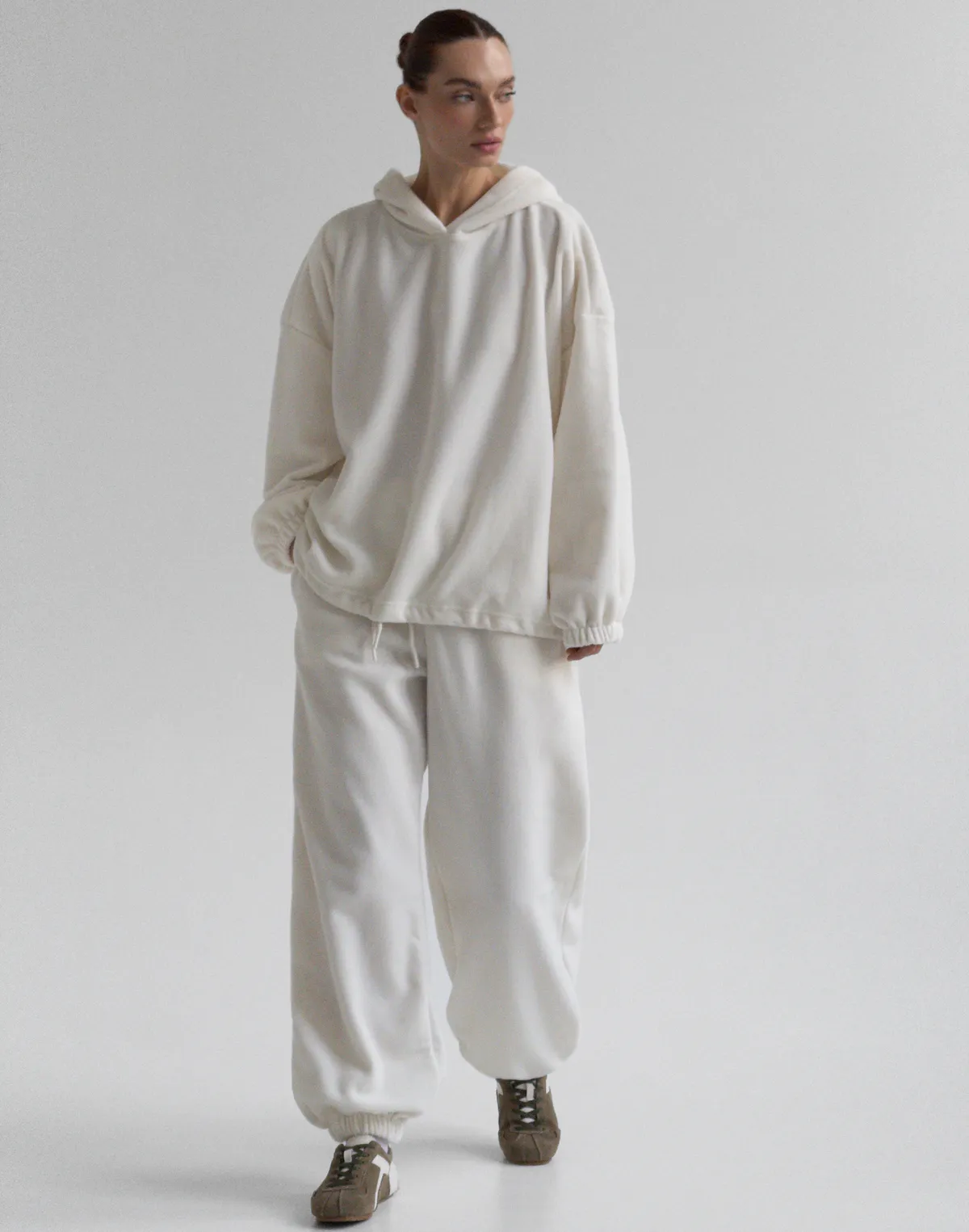 Джогери флісові оверсайз зимові, екрю - Фото 6