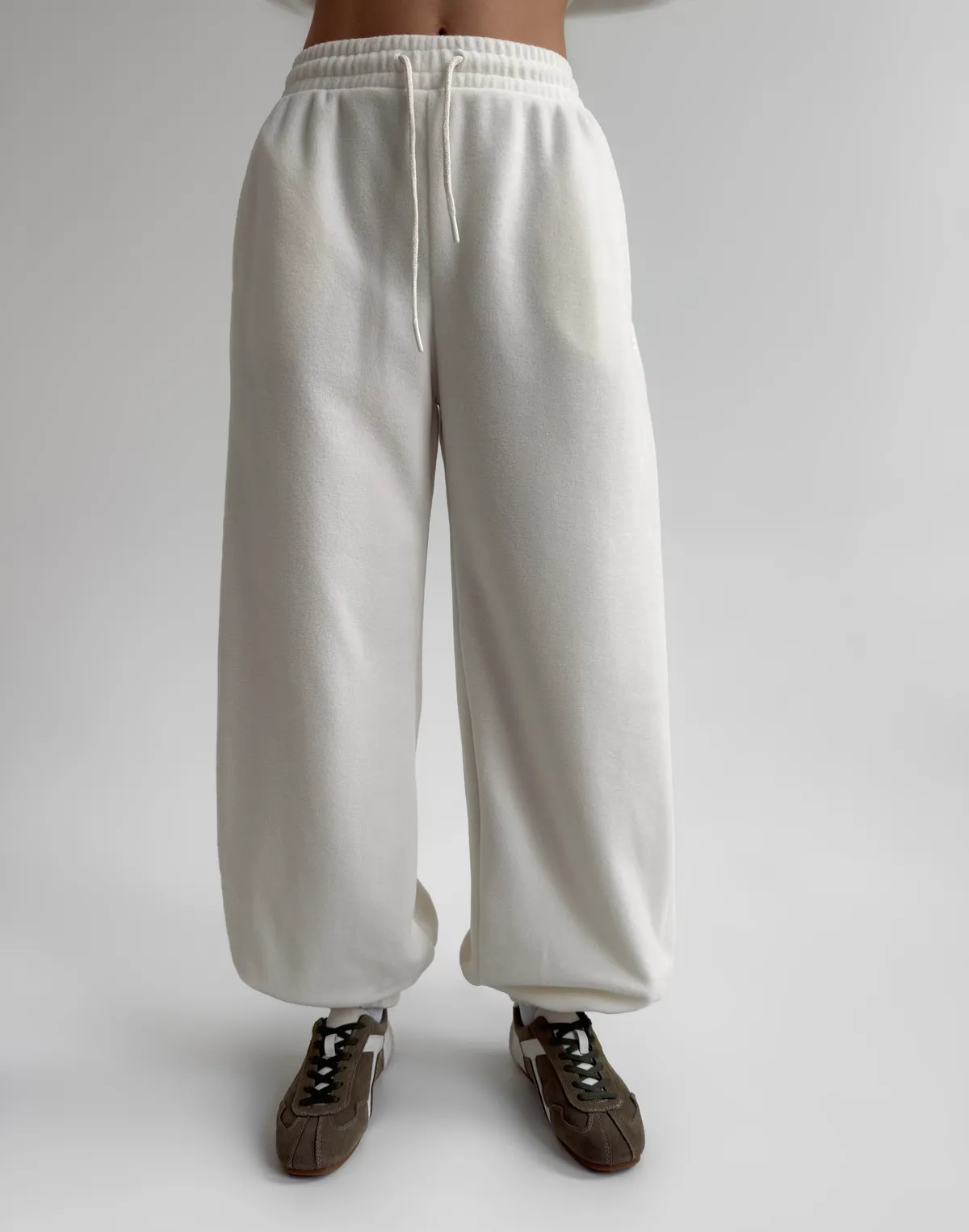 Джогери флісові оверсайз зимові, екрю - Фото 1