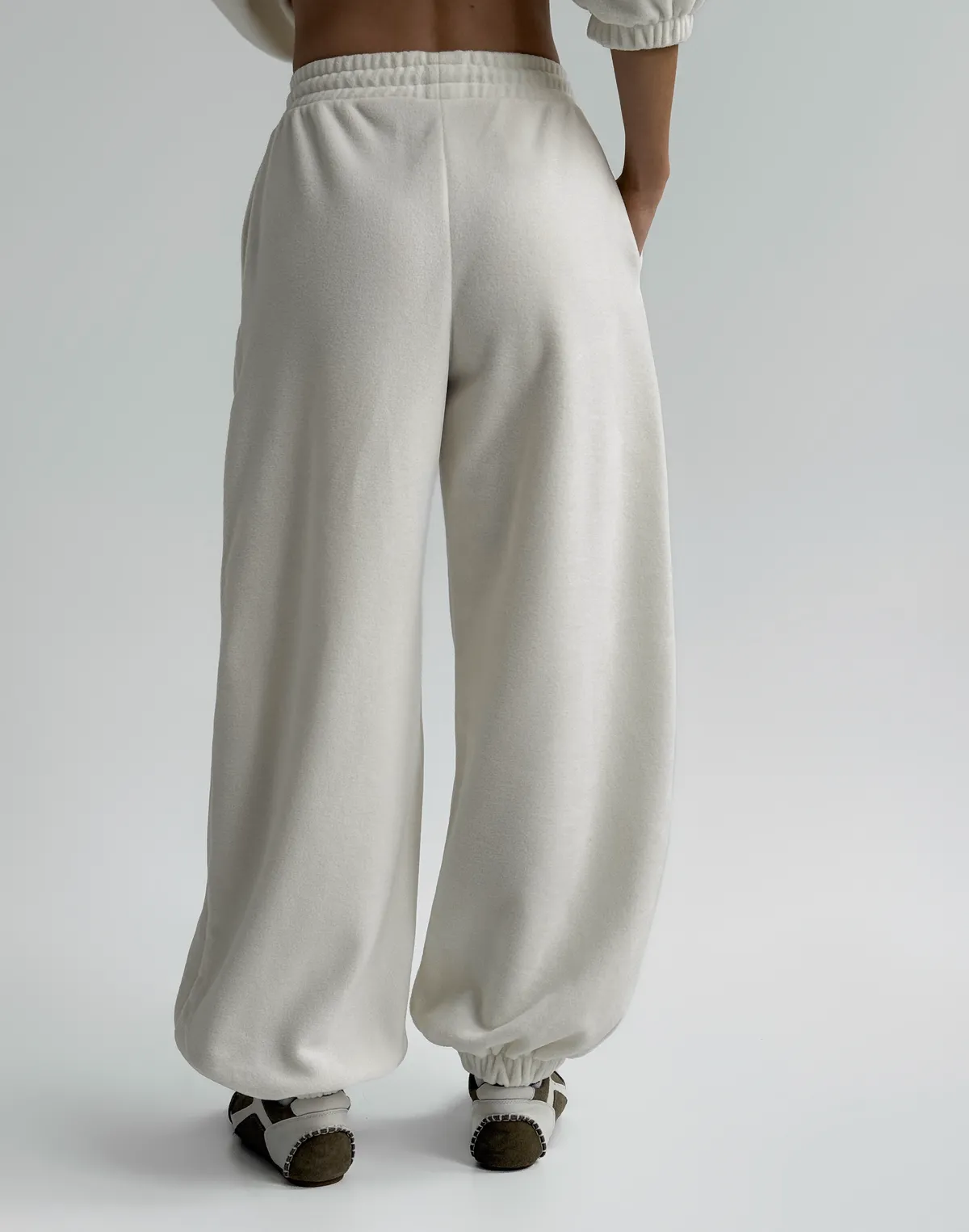 Джогери флісові оверсайз зимові, екрю - Фото 2