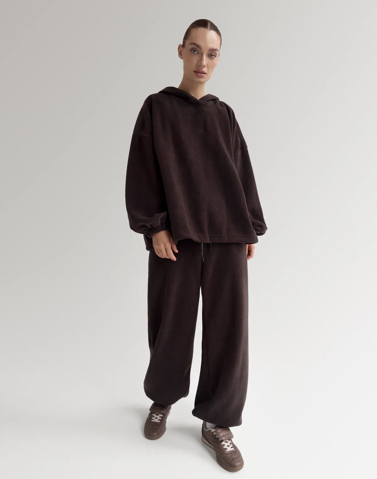 Джогери флісові оверсайз зимові, темний шоколад - Фото 4