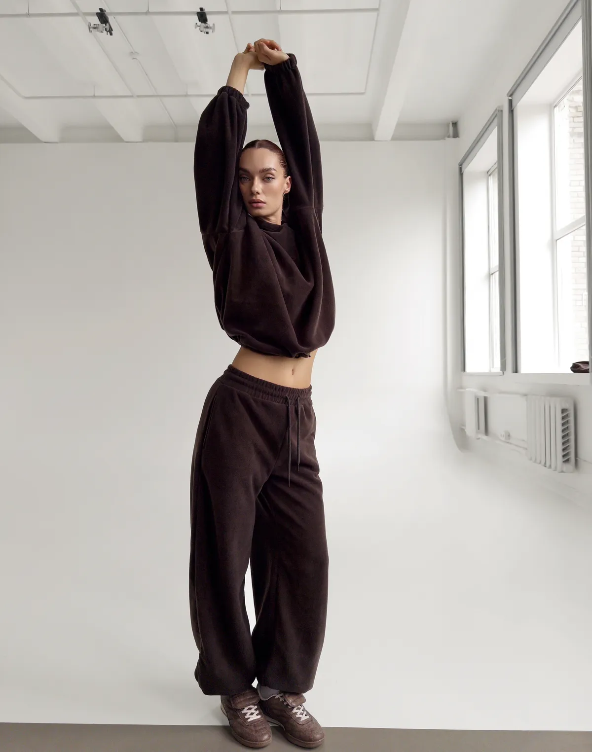 Джогери флісові оверсайз зимові, темний шоколад - Фото 3