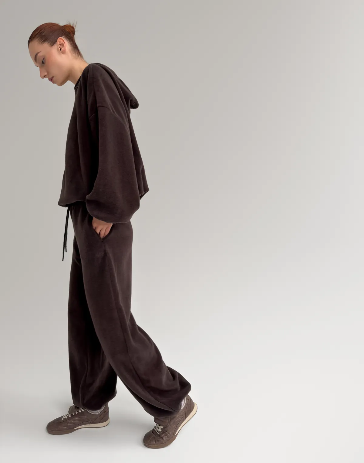 Джогери флісові оверсайз зимові, темний шоколад - Фото 8