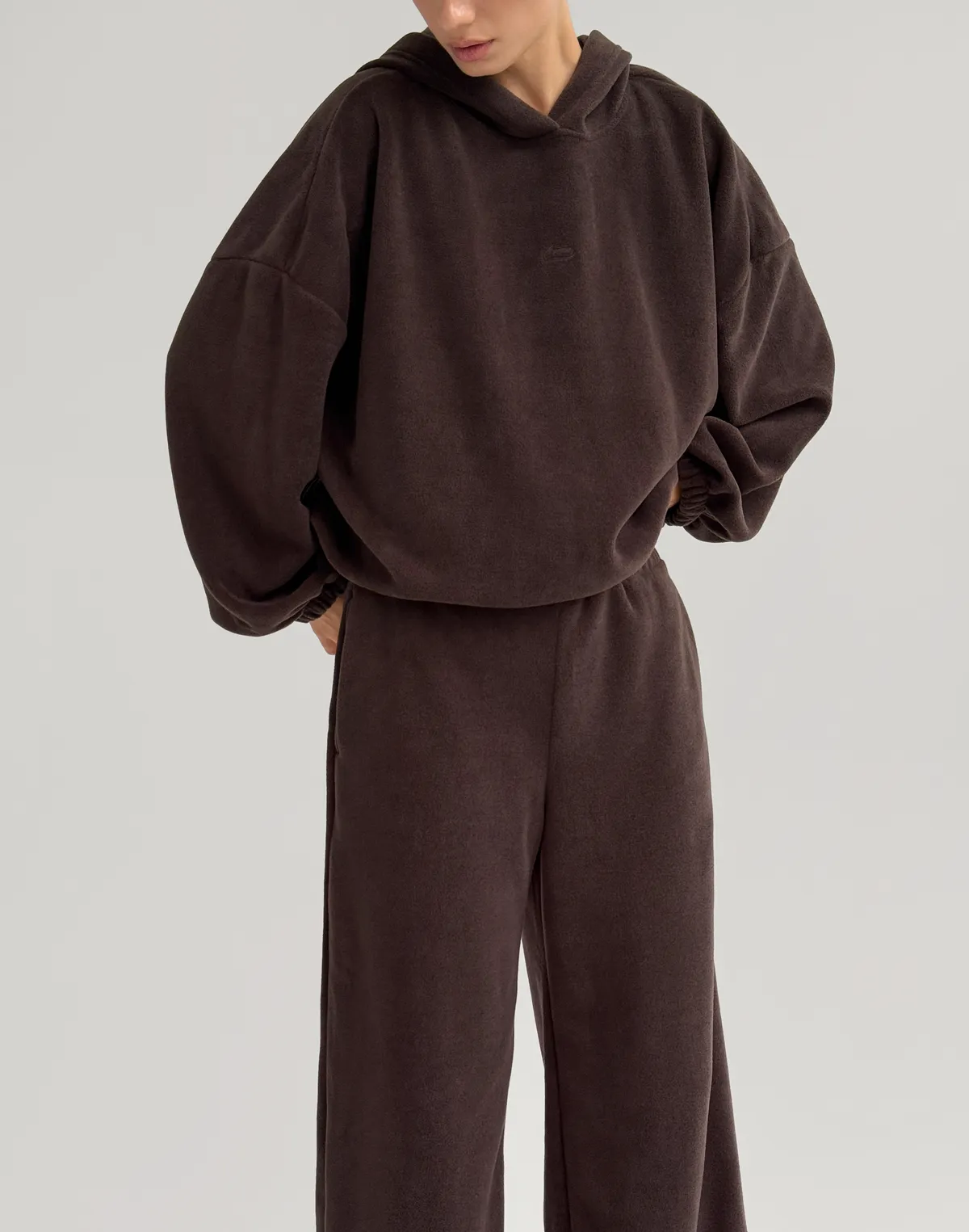 Худі супер оверсайз подовжений, темний шоколад - Фото 8