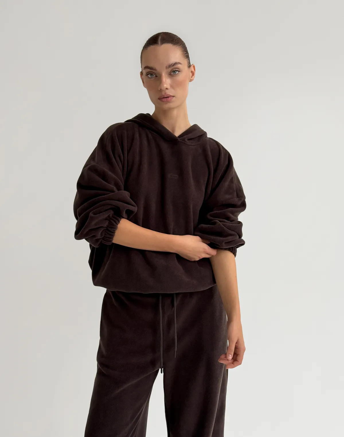 Худі супер оверсайз подовжений, темний шоколад - Фото 4