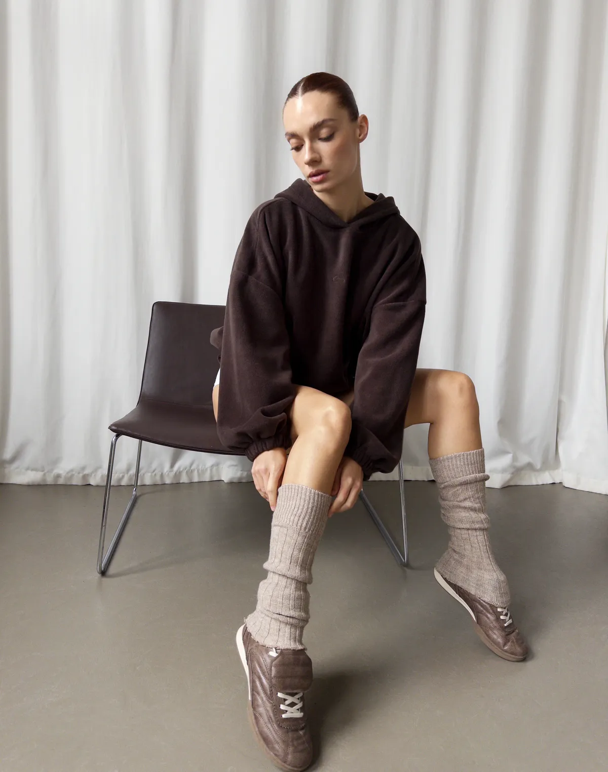 Худі супер оверсайз подовжений, темний шоколад - Фото 3