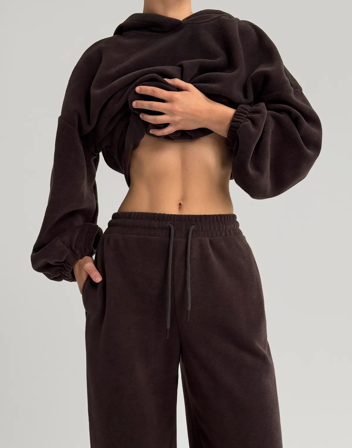 Джогери флісові оверсайз зимові, темний шоколад - Фото 6