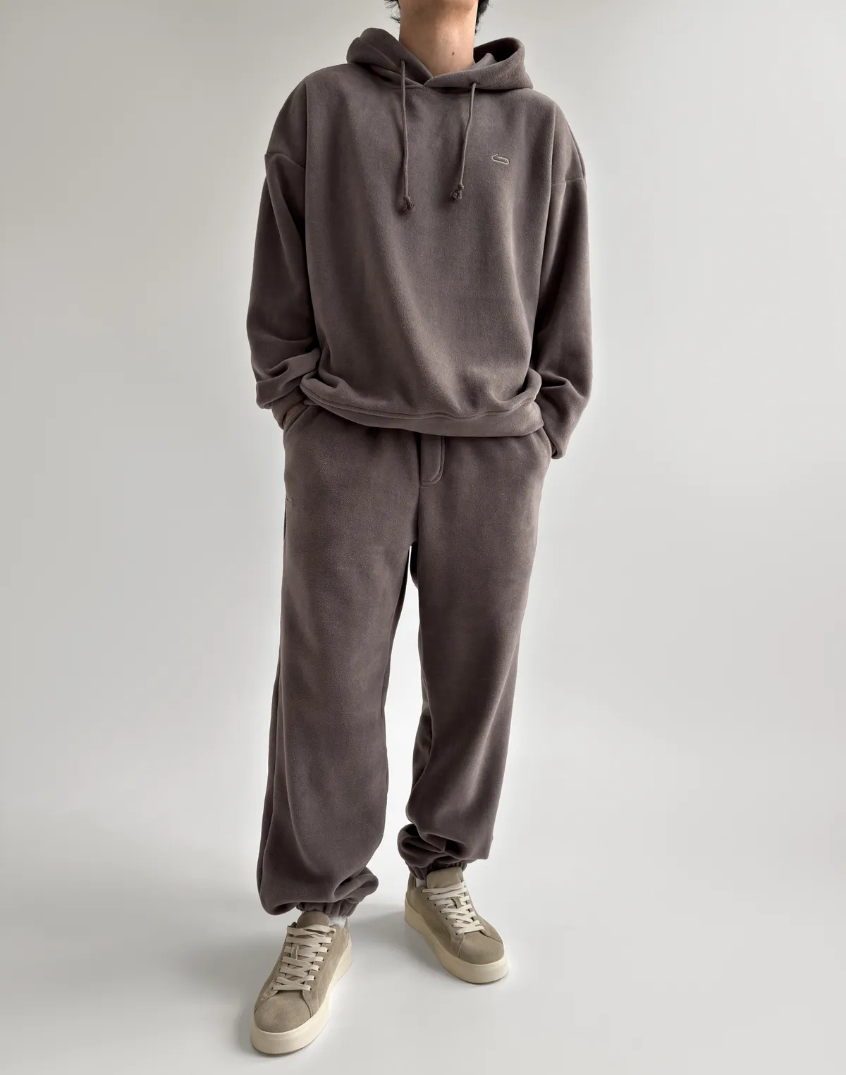 Комплект чоловічій флісовий зимовий худі та джогери, сірі димчаті - Фото 1