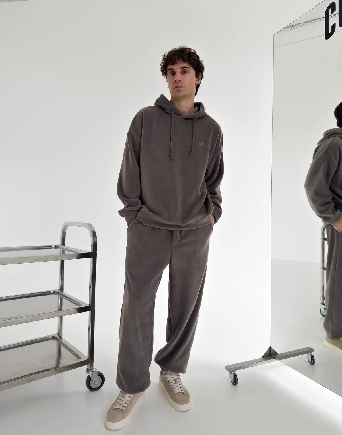 Флісові чоловічі джогери зимові, сірі димчаті - Фото 3