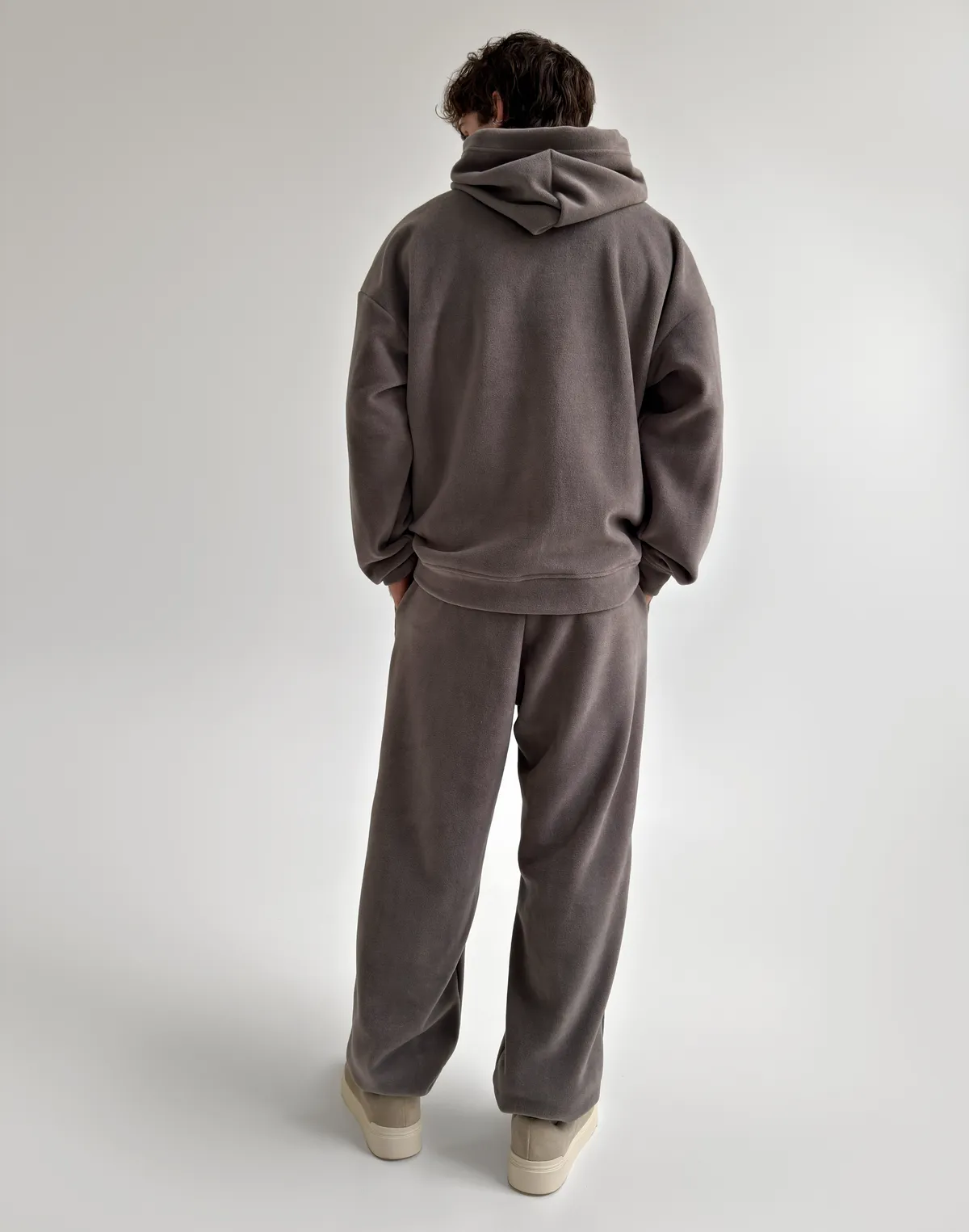Комплект чоловічій флісовий зимовий худі та джогери, сірі димчаті - Фото 2