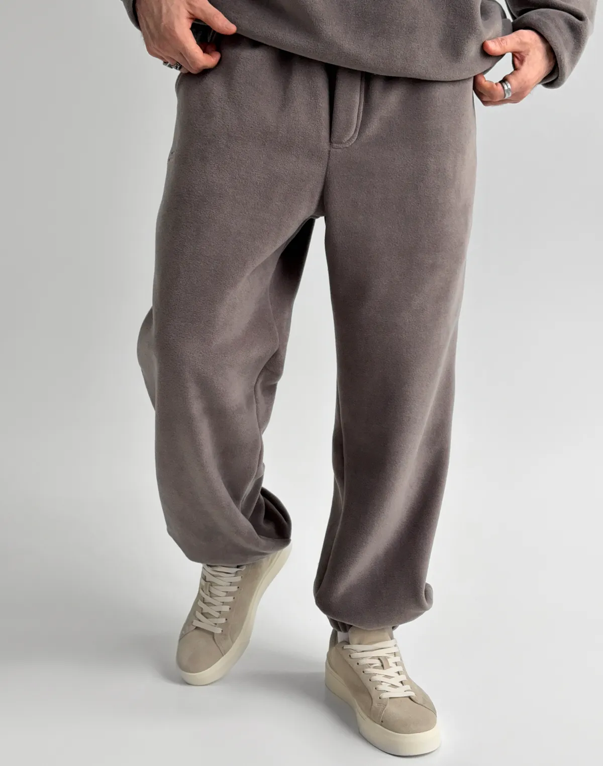 Флісові чоловічі джогери зимові, сірі димчаті - Фото 6