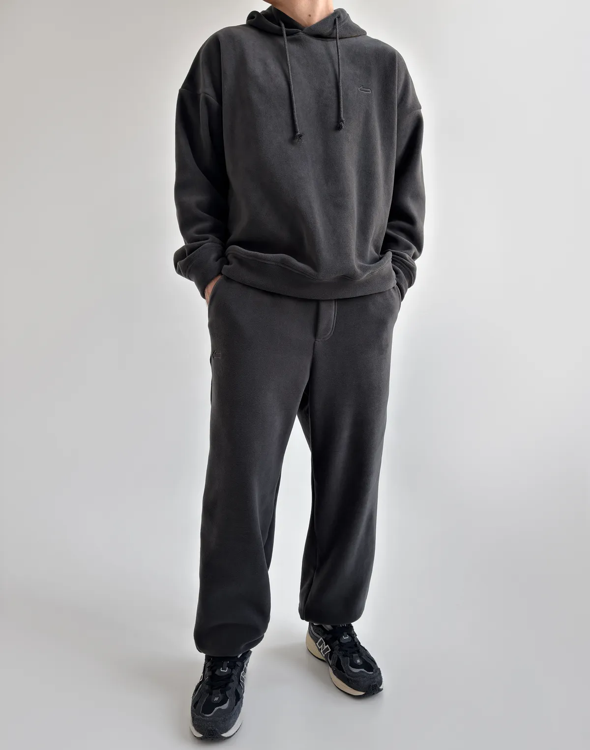 Комплект чоловічій флісовий зимовий худі та джогери, графіт - Фото 1