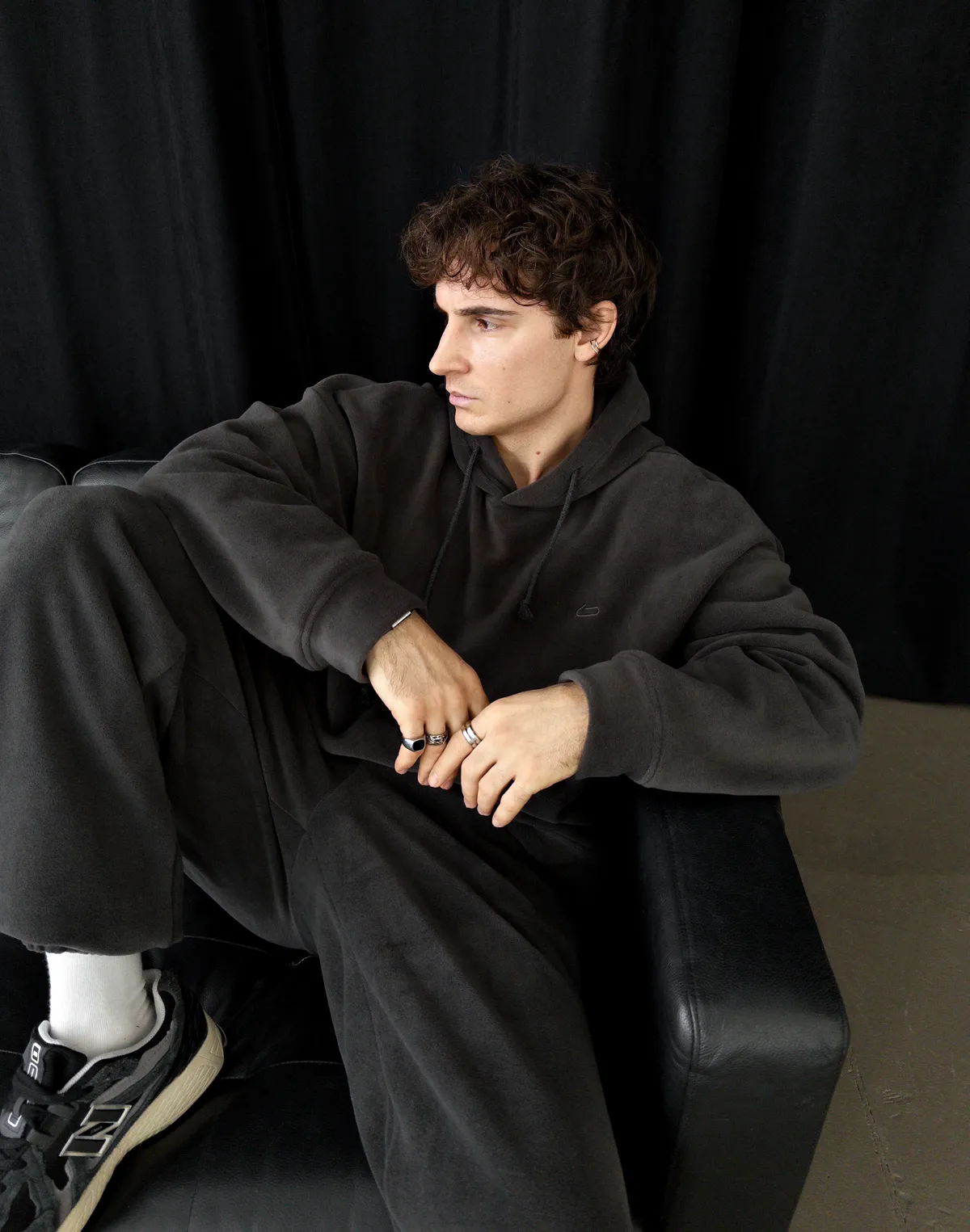 Комплект чоловічій флісовий зимовий худі та джогери, графіт - Фото 7