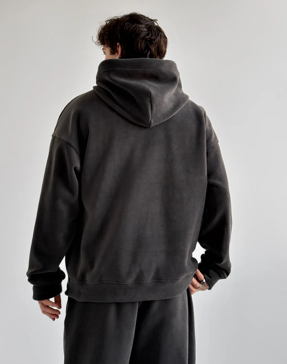 Флісовий чоловічий худі зимовий, графіт - Фото 2