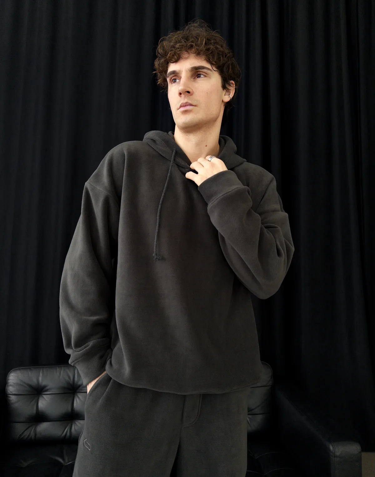 Флісовий чоловічий худі зимовий, графіт - Фото 6