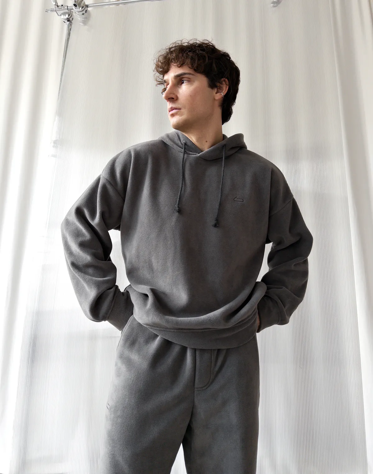 Флісовий чоловічий худі зимовий, сірий - Фото 4