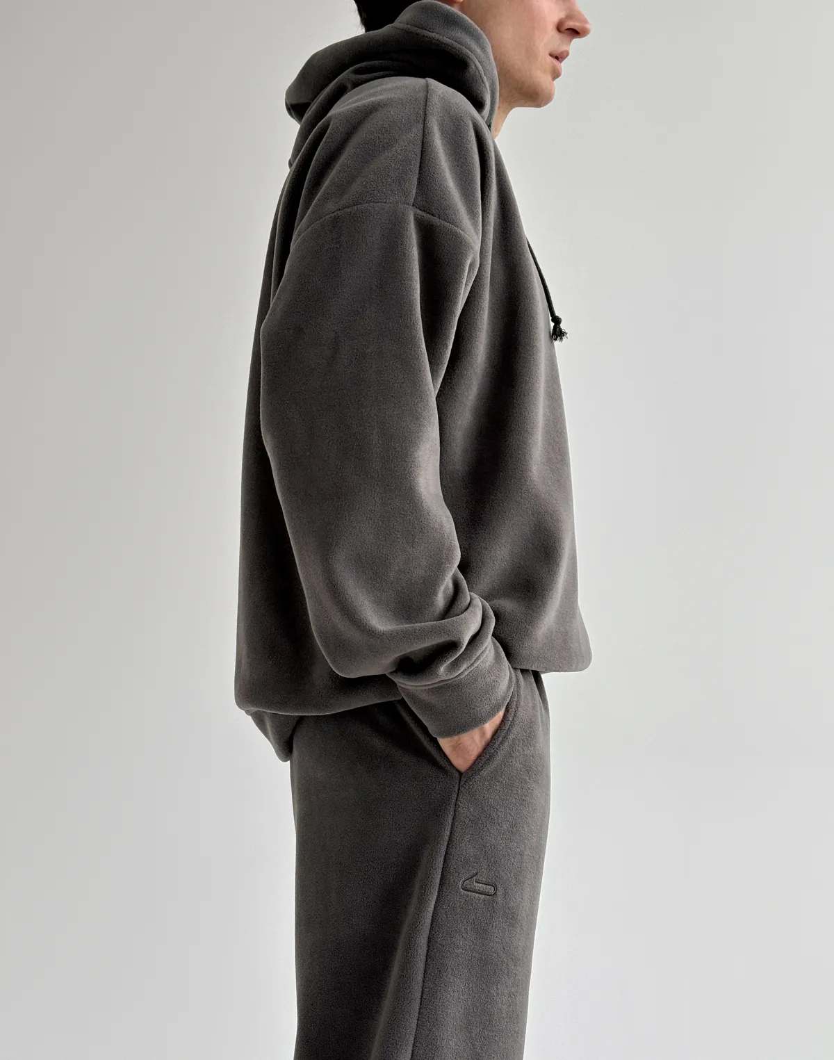 Флісовий чоловічий худі зимовий, сірий - Фото 5