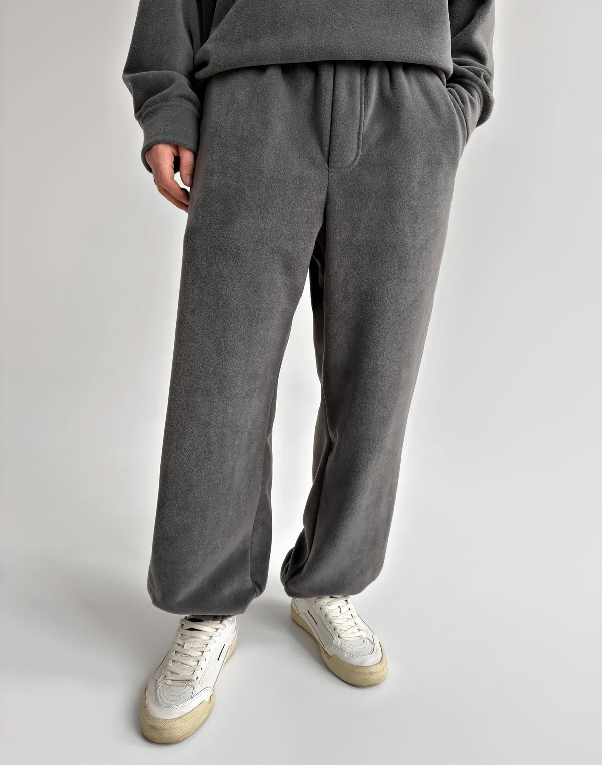 Флісові чоловічі джогери зимові, сірі - Фото 1