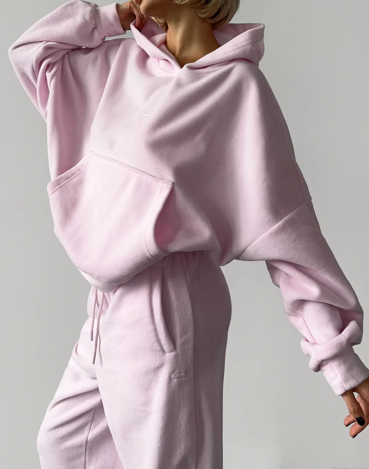 Худі оверсайз флісовий, ніжно рожевий - Фото 5