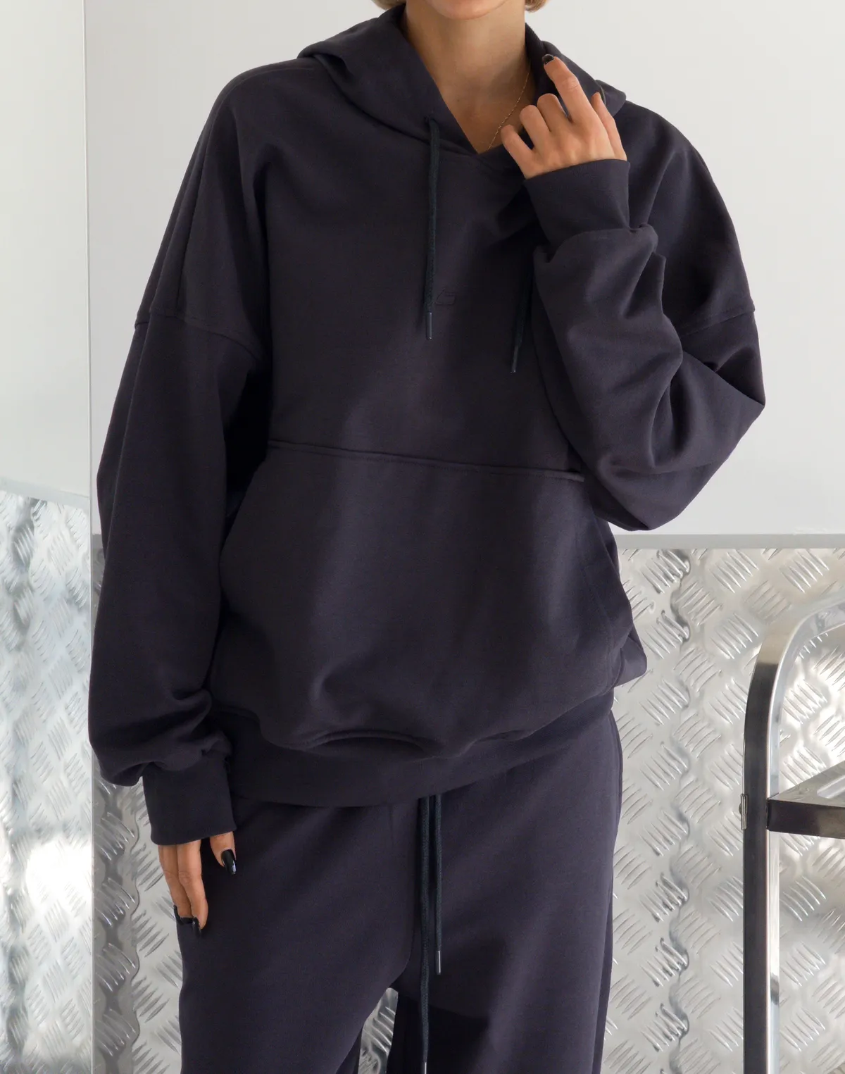 Худі оверсайз жіночий осінній, графітовий - Фото 5