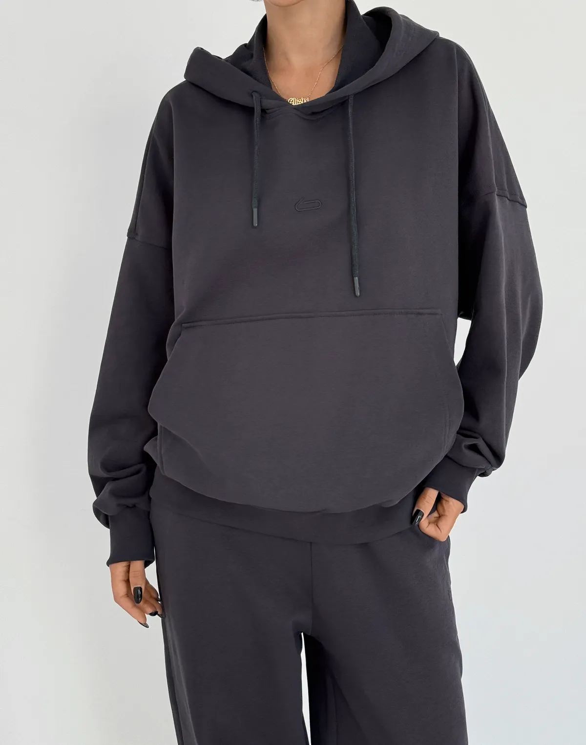 Худі оверсайз жіночий осінній, графітовий - Фото 4