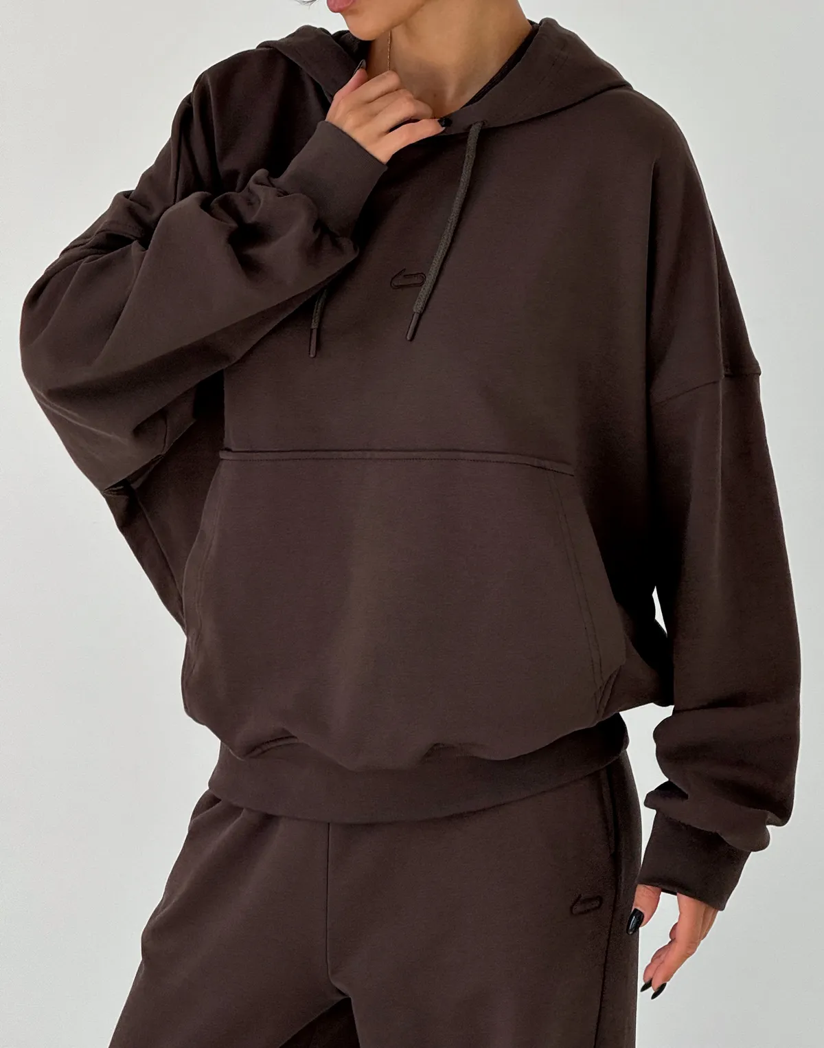 Худі оверсайз жіночий осінній, шоколадний - Фото 4