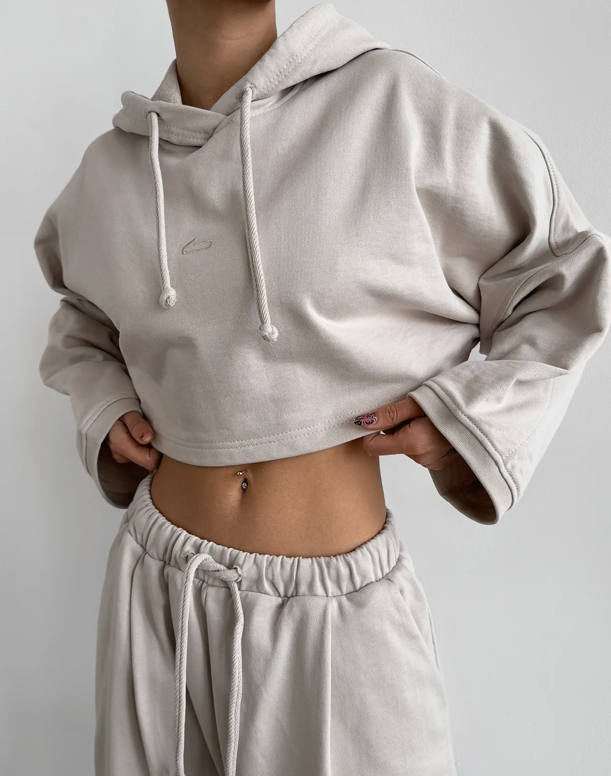 Худі літний вкорочений оверсайз, нейтральний беж - Фото 5